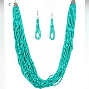 Paparazzi 2 Piece Torquise Seedbead Necklace & Earring Set (NWT)